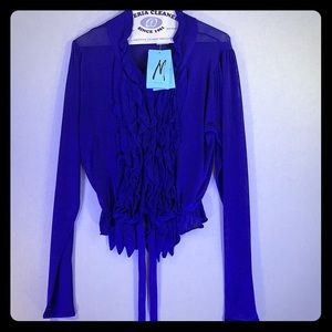 Blue Marciano ruffle sweater